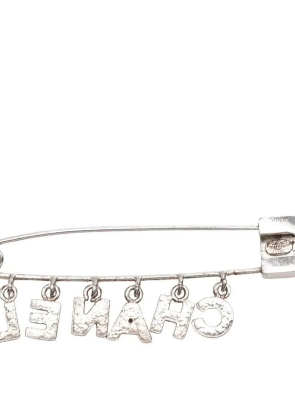 Chanel Safety Pin Motif Brooch 01 Silver Metal Rhinestone - Picture 2 of 4